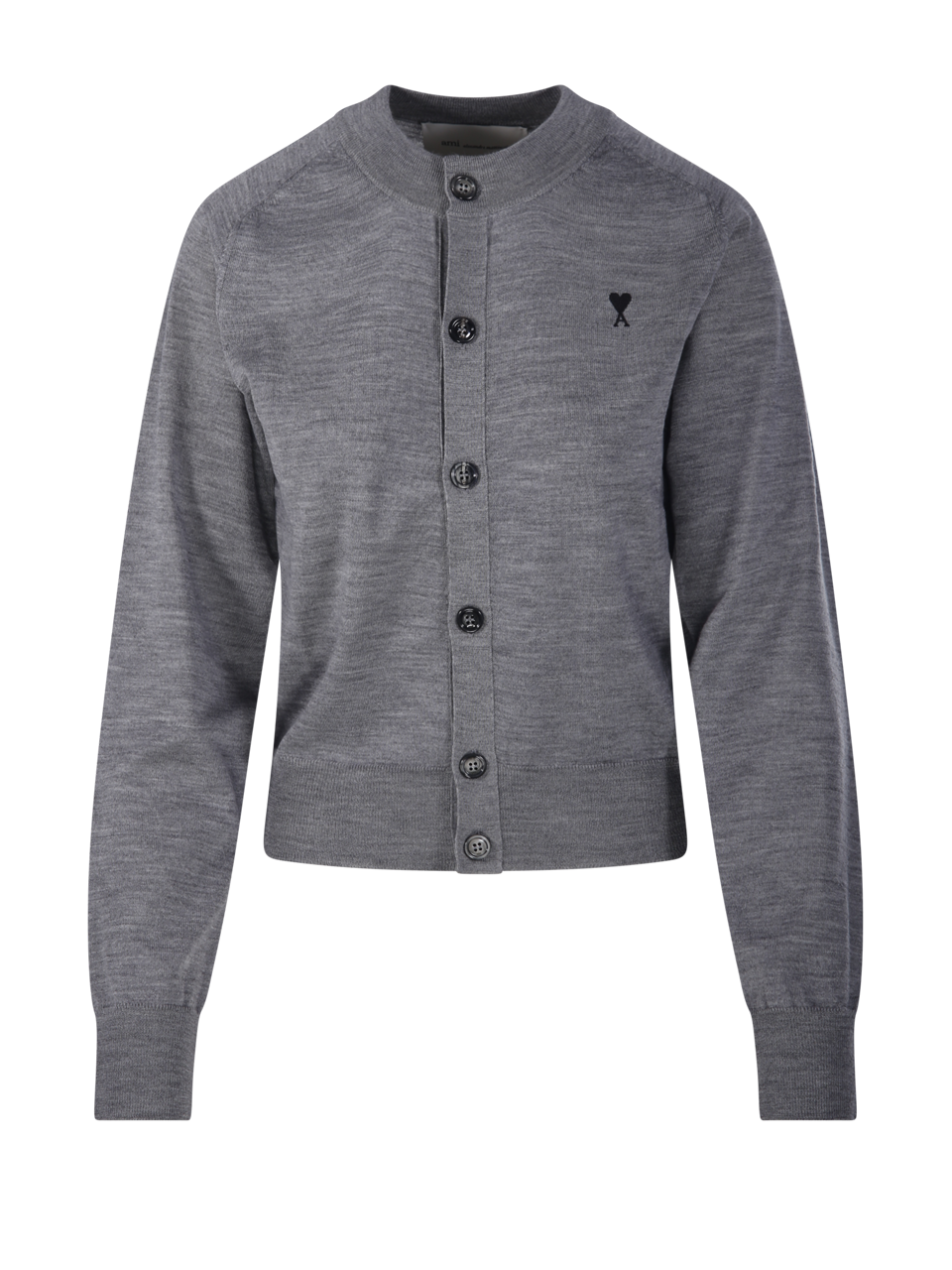 BLACK ADC ROUND NECK CARDIGAN MERINO