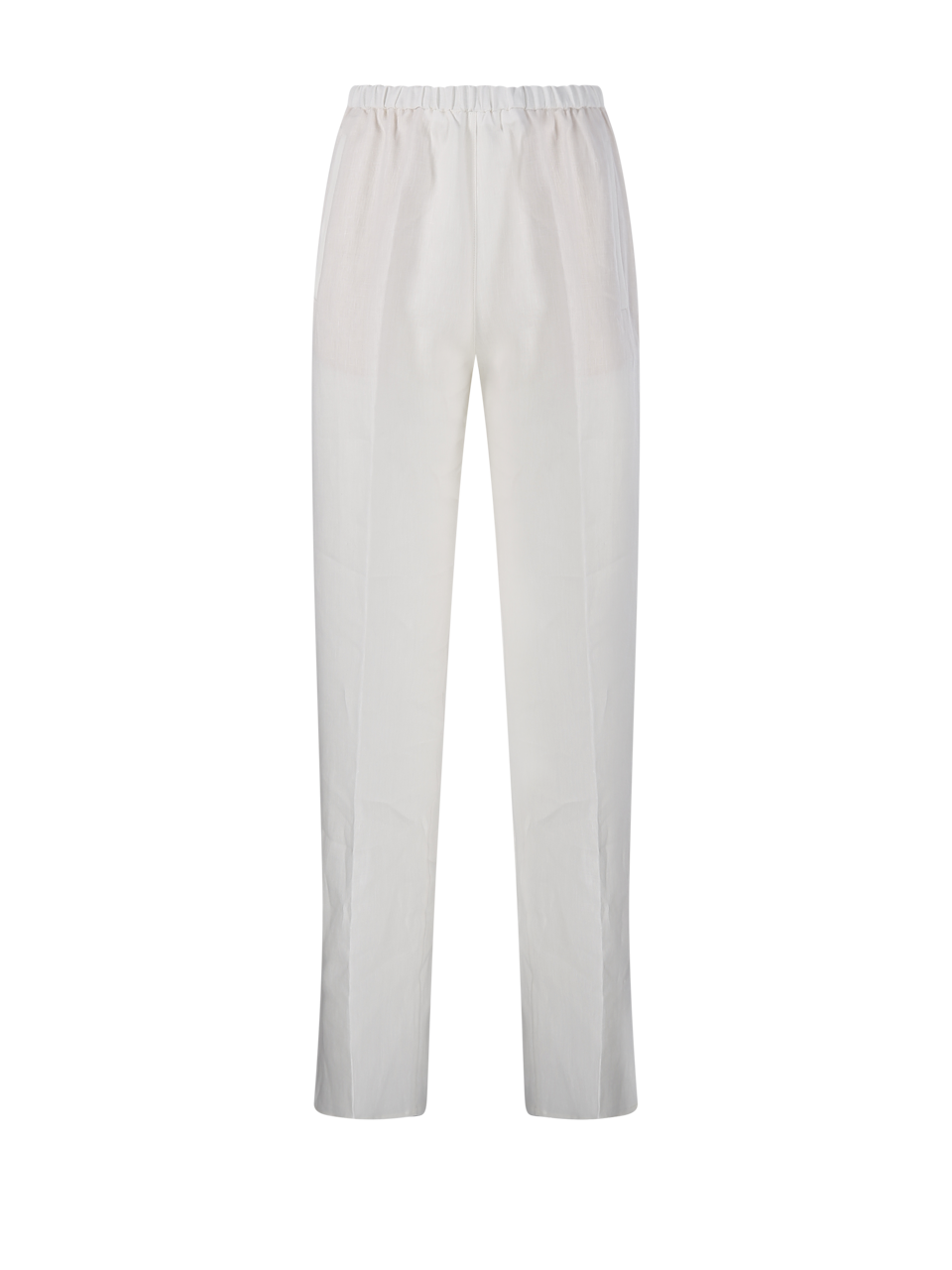 WOMAN FORTE FORTE WHITE LINEN ELASTICATED PANTS