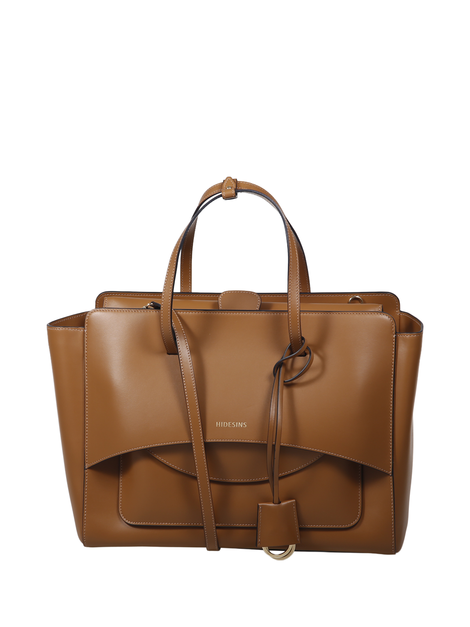 WOMAN HIDESINS BROWN LEATHER FLAP LARGE BAG