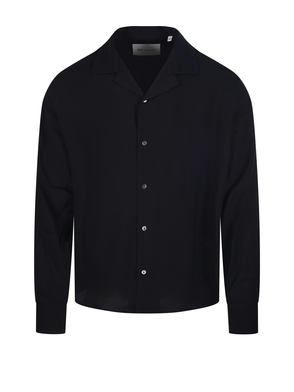 LONG SLEEVE BOXY SHIRT WITH CAMP COLLAR AND EMBROIDERED AMI PARIS