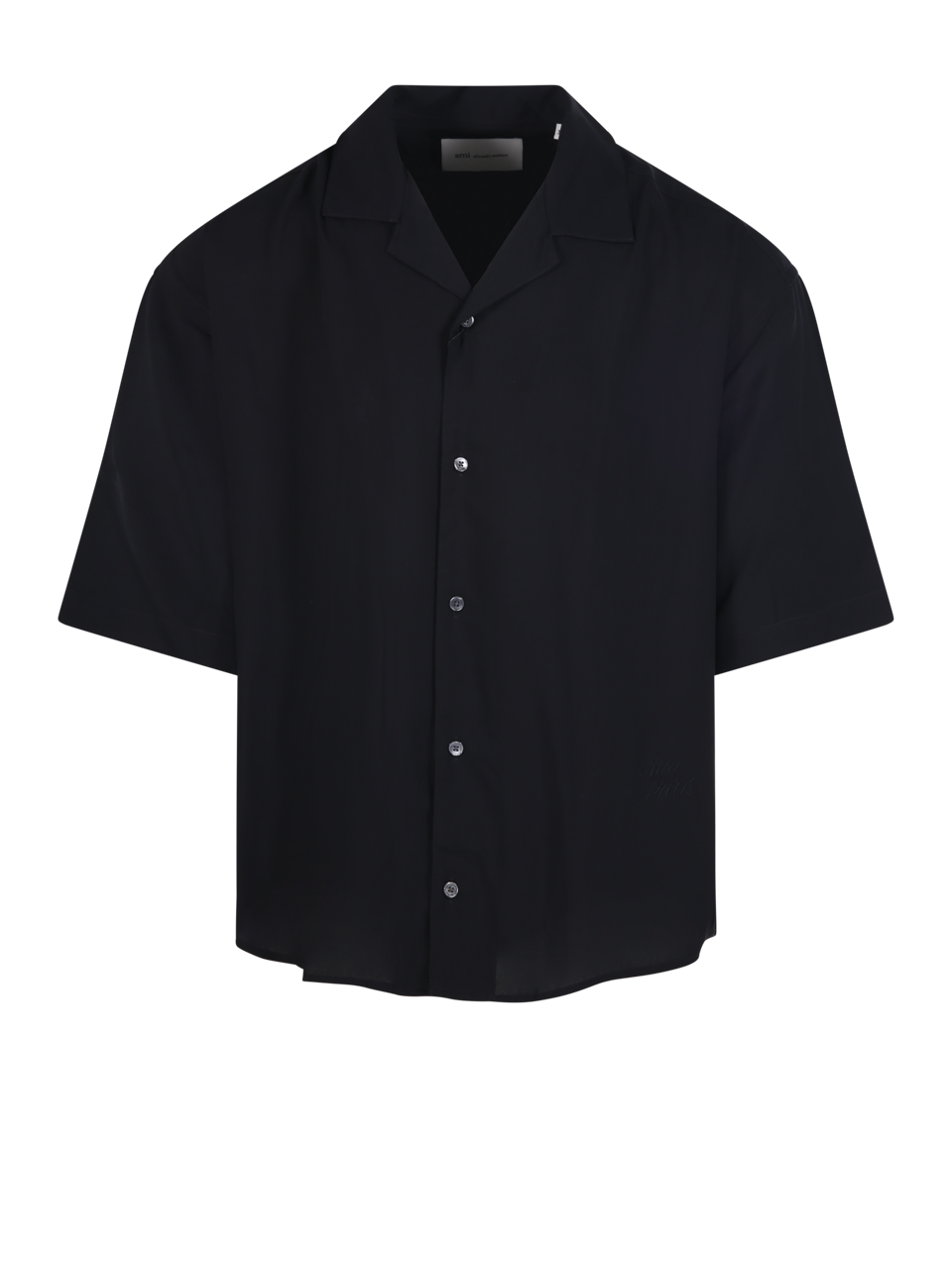 SHORT SLEEVE BOXY SHIRT WITH CAMP COLLAR AND EMBROIDERED AMI PARIS
