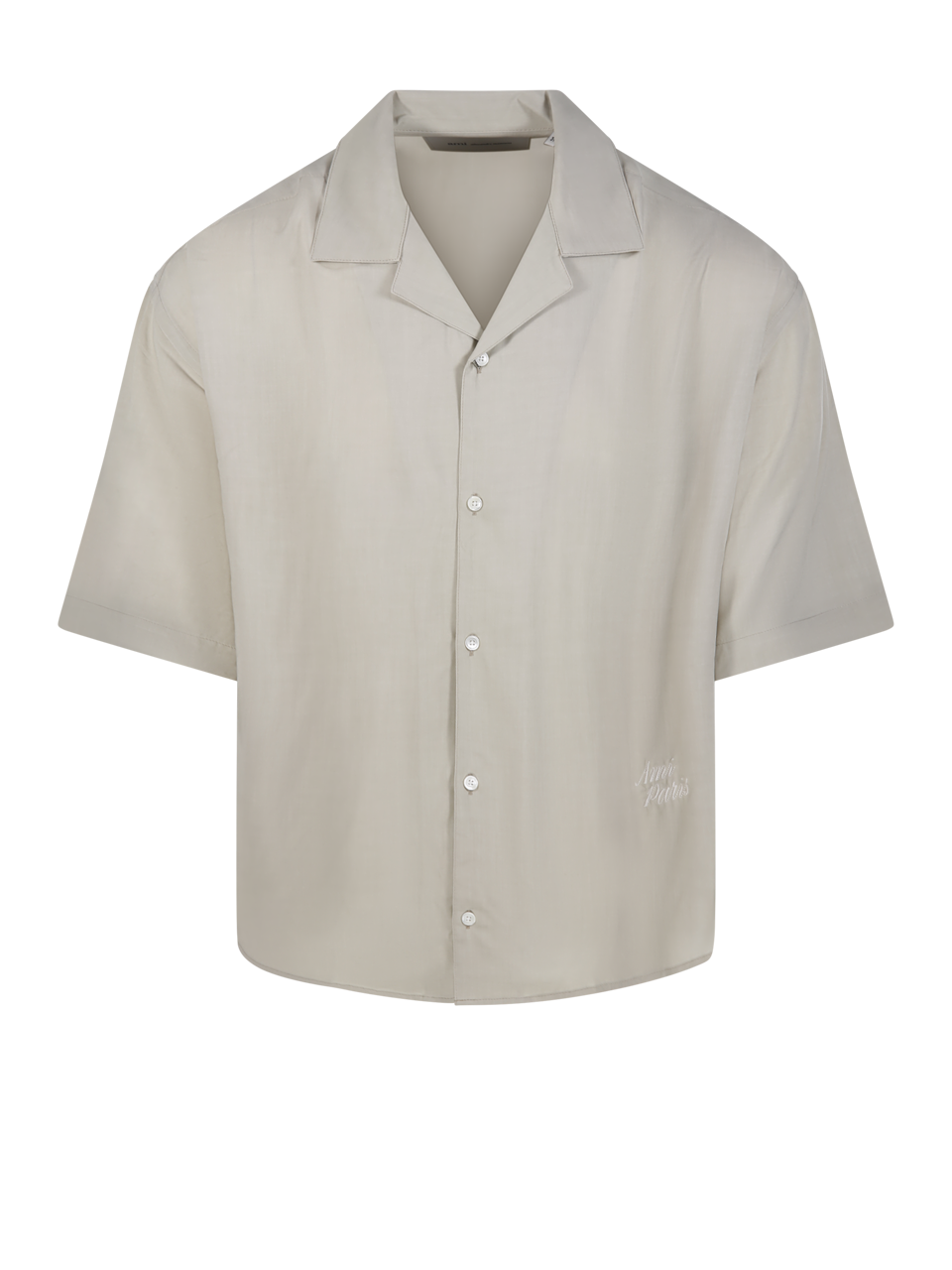 SHORT SLEEVE BOXY SHIRT WITH CAMP COLLAR AND EMBROIDERED AMI PARIS