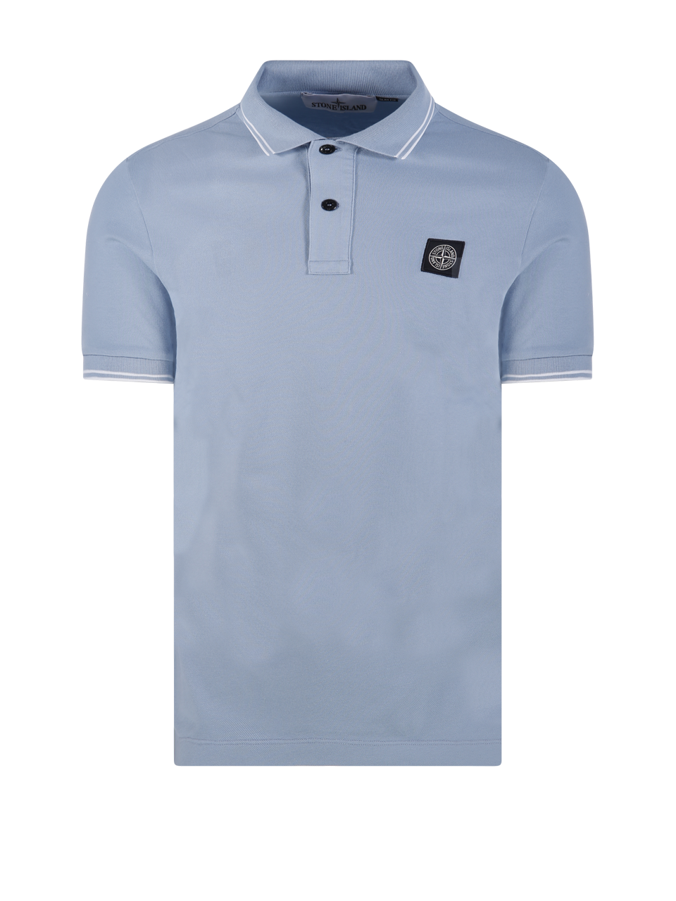 MEN STONE ISLAND SKY BLUE COTTON S/S POLO SLIM FIT