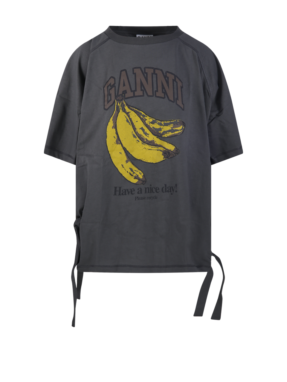 WOMAN GANNI GREY ORGANIC COTTON FUTURE HEAVY JERSEY RAGLAN T-SHIRT