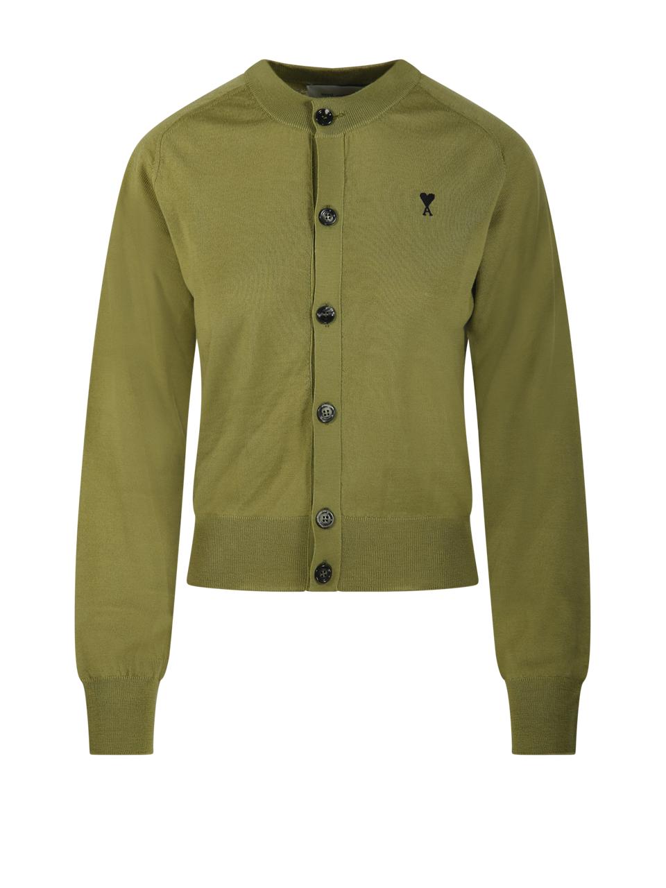 BLACK ADC ROUND NECK CARDIGAN MERINO