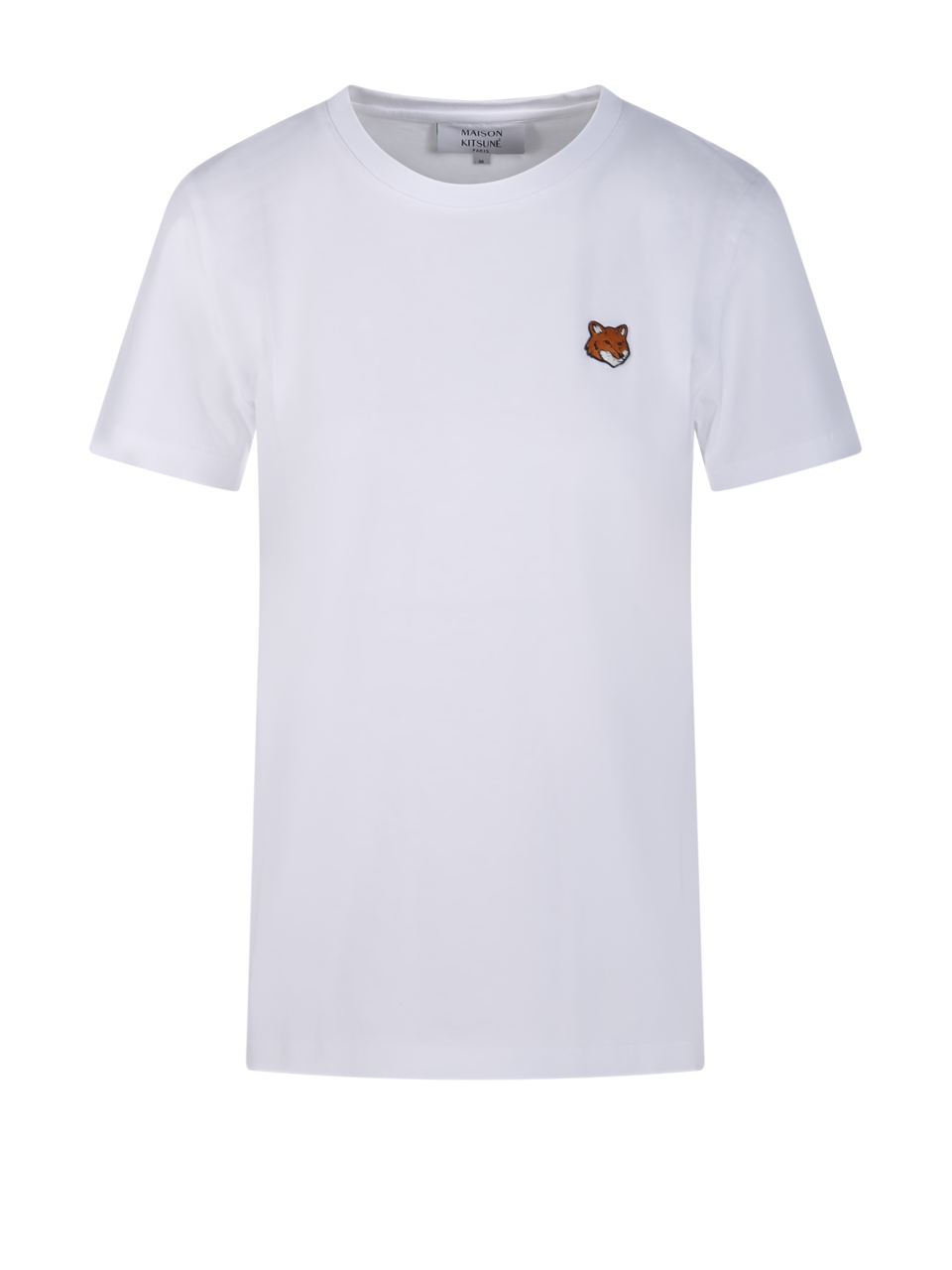 WOMAN MAISON KITSUNE WHITE COTTON FOX HEAD REGULAR TEE-SHIRT