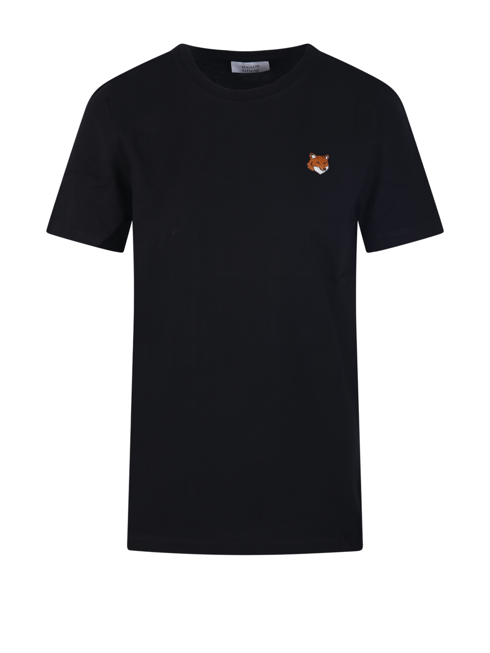 WOMAN MAISON KITSUNE BLACK COTTON FOX HEAD REGULAR TEE-SHIRT