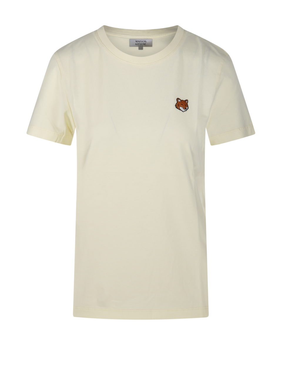 WOMAN MAISON KITSUNE LIGHT YELLOW COTTON FOX HEAD REGULAR TEE-SHIRT