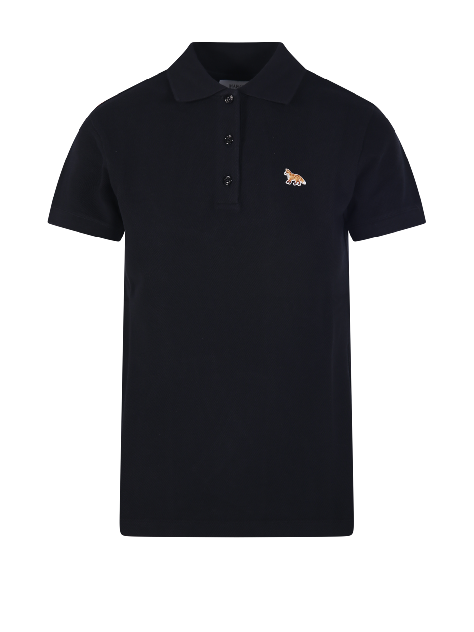 WOMAN MAISON KITSUNE BLACK COTTON BABY FOX REGULAR POLO