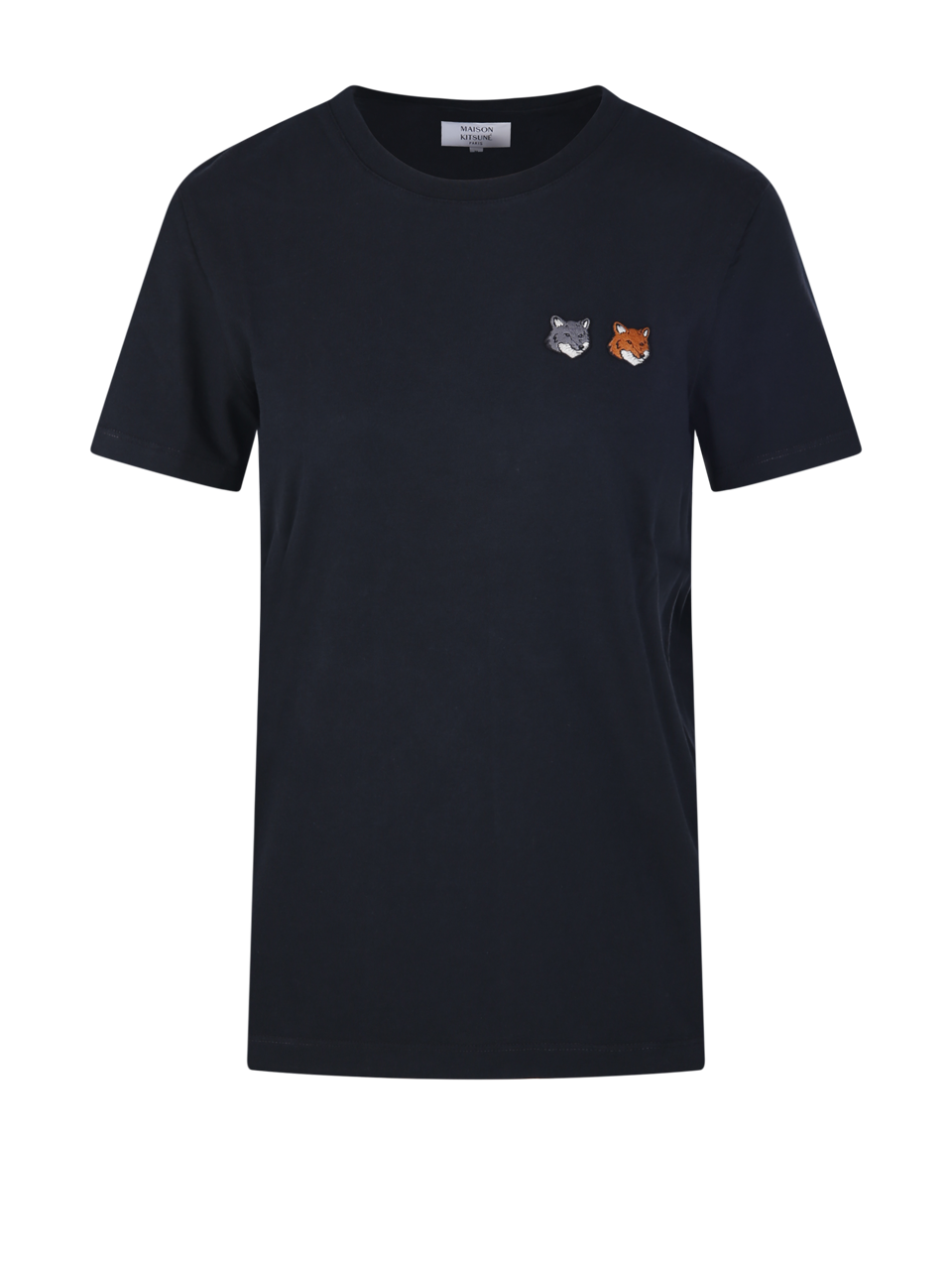WOMAN MAISON KITSUNE BLACK ORGANIC COTTON DOUBLE FOX HEAD REGULAR TEE-SHIRT