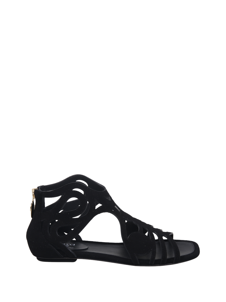 WOMAN EMILIO PUCCI BLACK LEATHER FLAT SANDAL