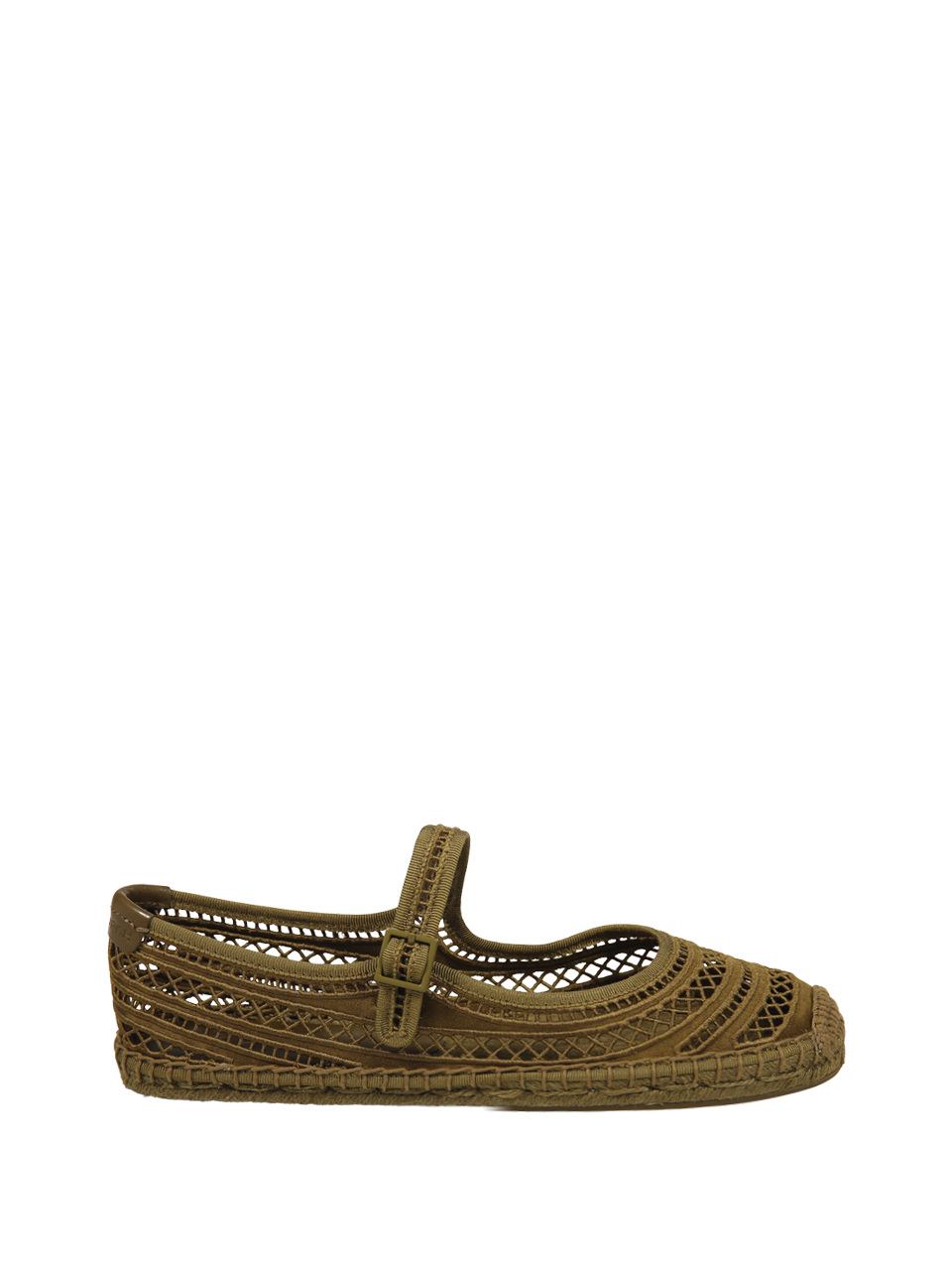 WOMAN TORY BURCH GREEN COTTON OPEN WEAVE MARY JANE ESPADRILLE