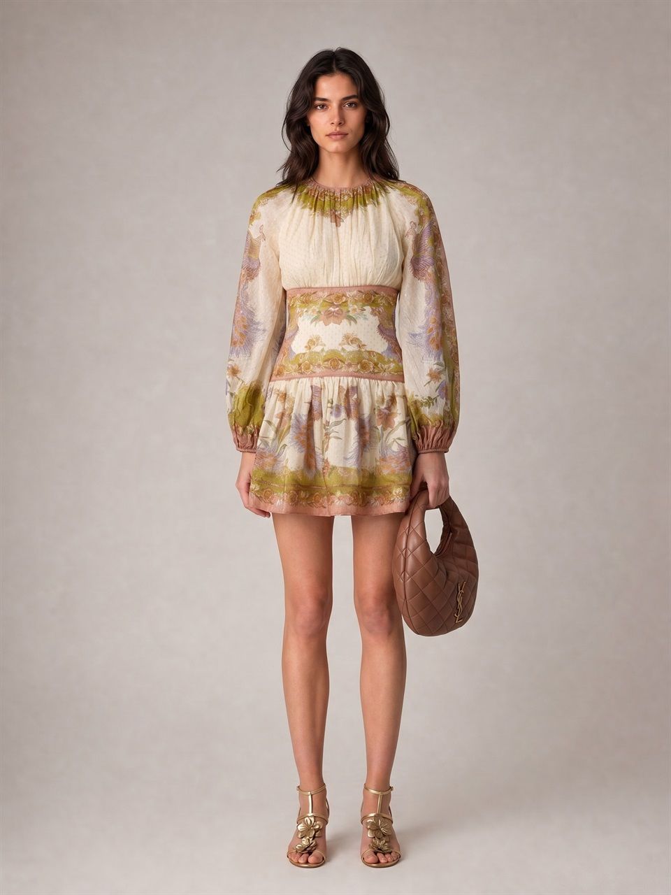 DONNA ZIMMERMANN MINI ABITO INDRA IN COTONE NUDE