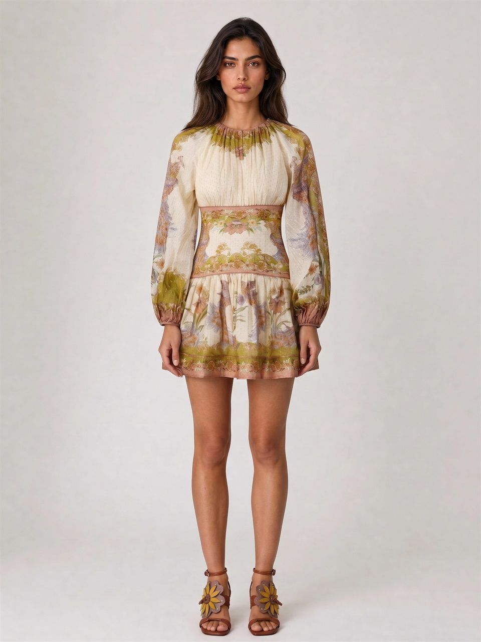 WOMAN ZIMMERMANN NUDE COTTON INDRA MINI DRESS