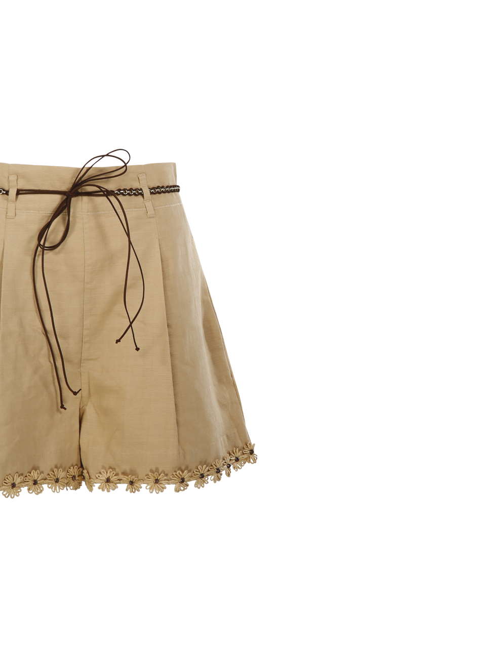 WOMAN ZIMMERMANN NUDE COTTON MAHON FLOWER TRIM SHORTS