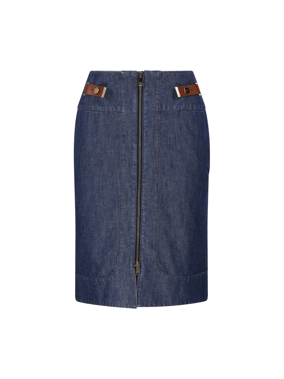 DONNA FENDI GONNA CHAMBRAY DI COTONE BLU