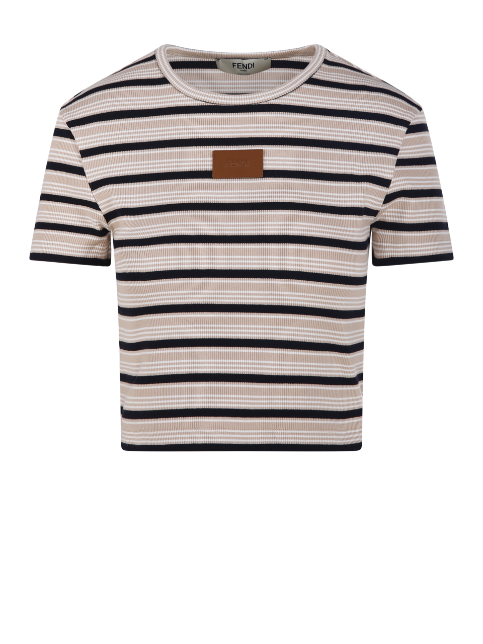 DONNA FENDI T-SHIRT A RIGHE GIALLA IN COTONE