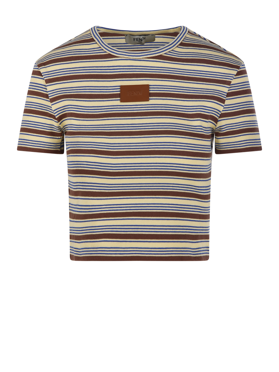 DONNA FENDI T-SHIRT A RIGHE GIALLA IN COTONE