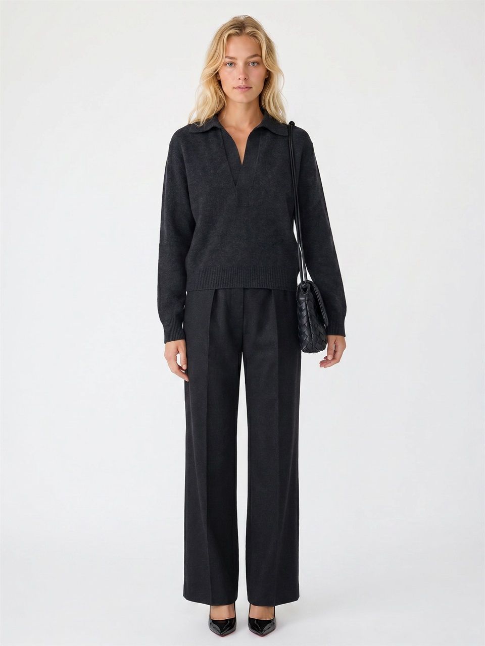 WOMAN VICTORIA BECKHAM GREY WOOL CECILIA TROUSER