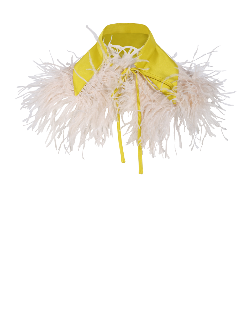 WOMAN LA DOUBLEJ YELLOW SILK LA SCALA COLLAR WITH FEATHERS