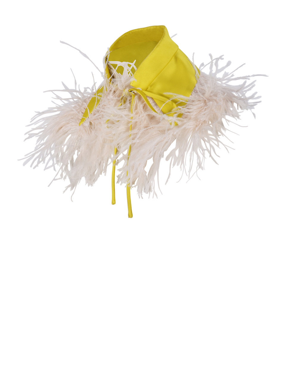 WOMAN LA DOUBLEJ YELLOW SILK LA SCALA COLLAR WITH FEATHERS