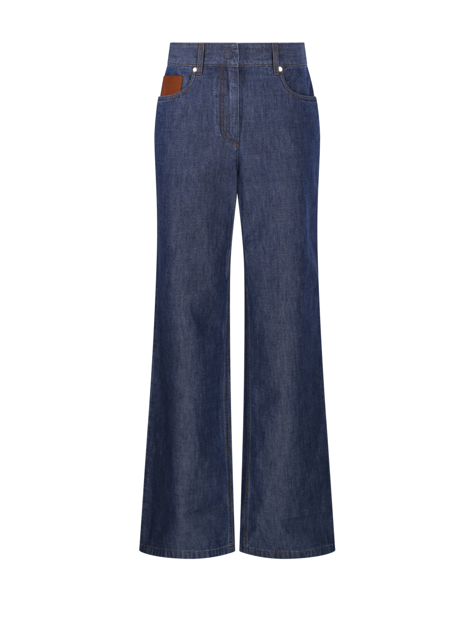 WOMAN FENDI BLUE COTTON DENIM CHAMBRAY PANT