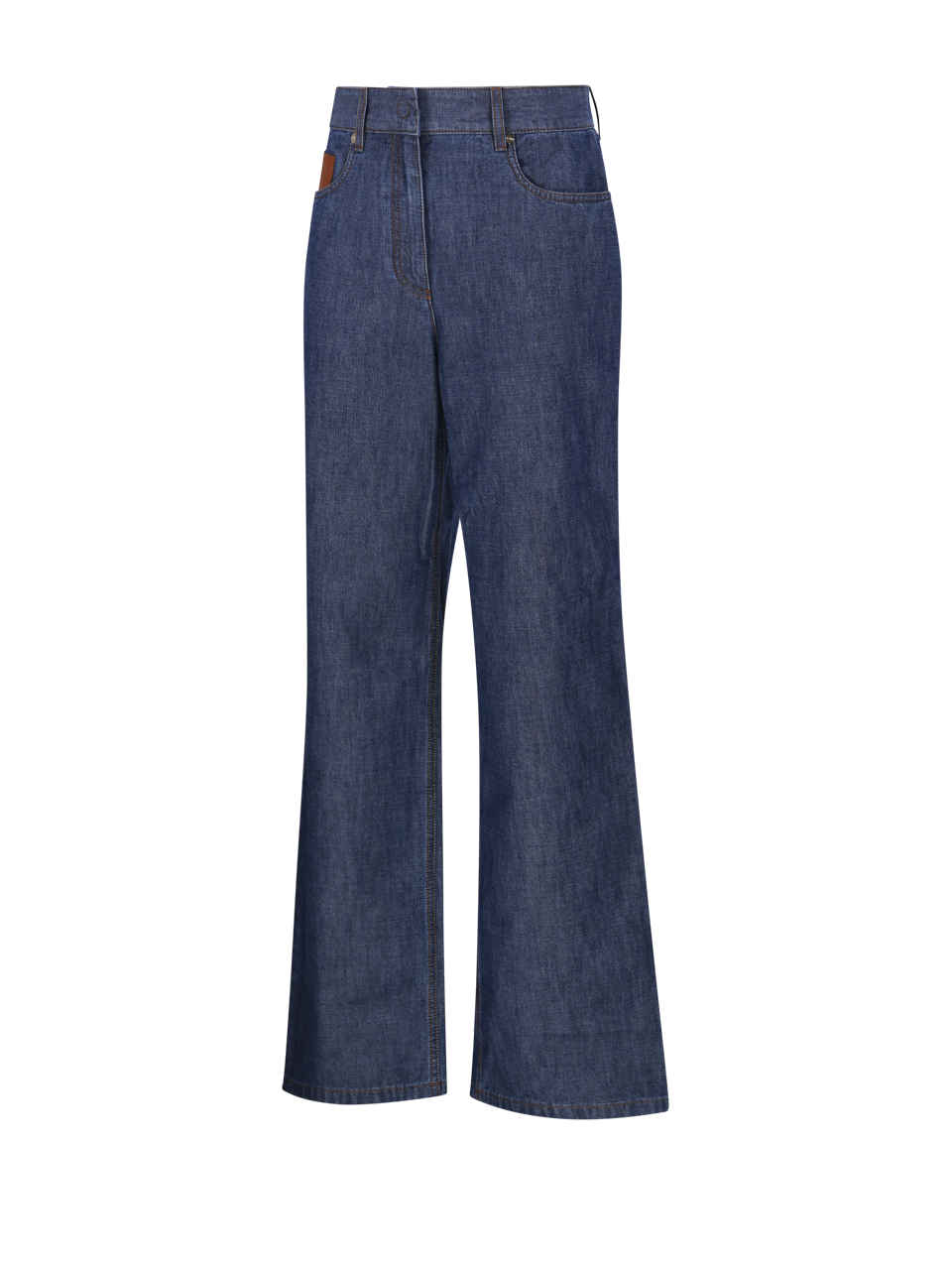 WOMAN FENDI BLUE COTTON DENIM CHAMBRAY PANT