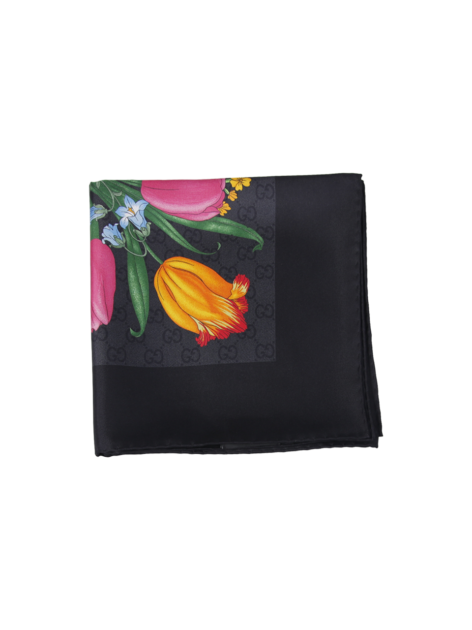WOMAN GUCCI BLACK SILK FOULARD FLORA