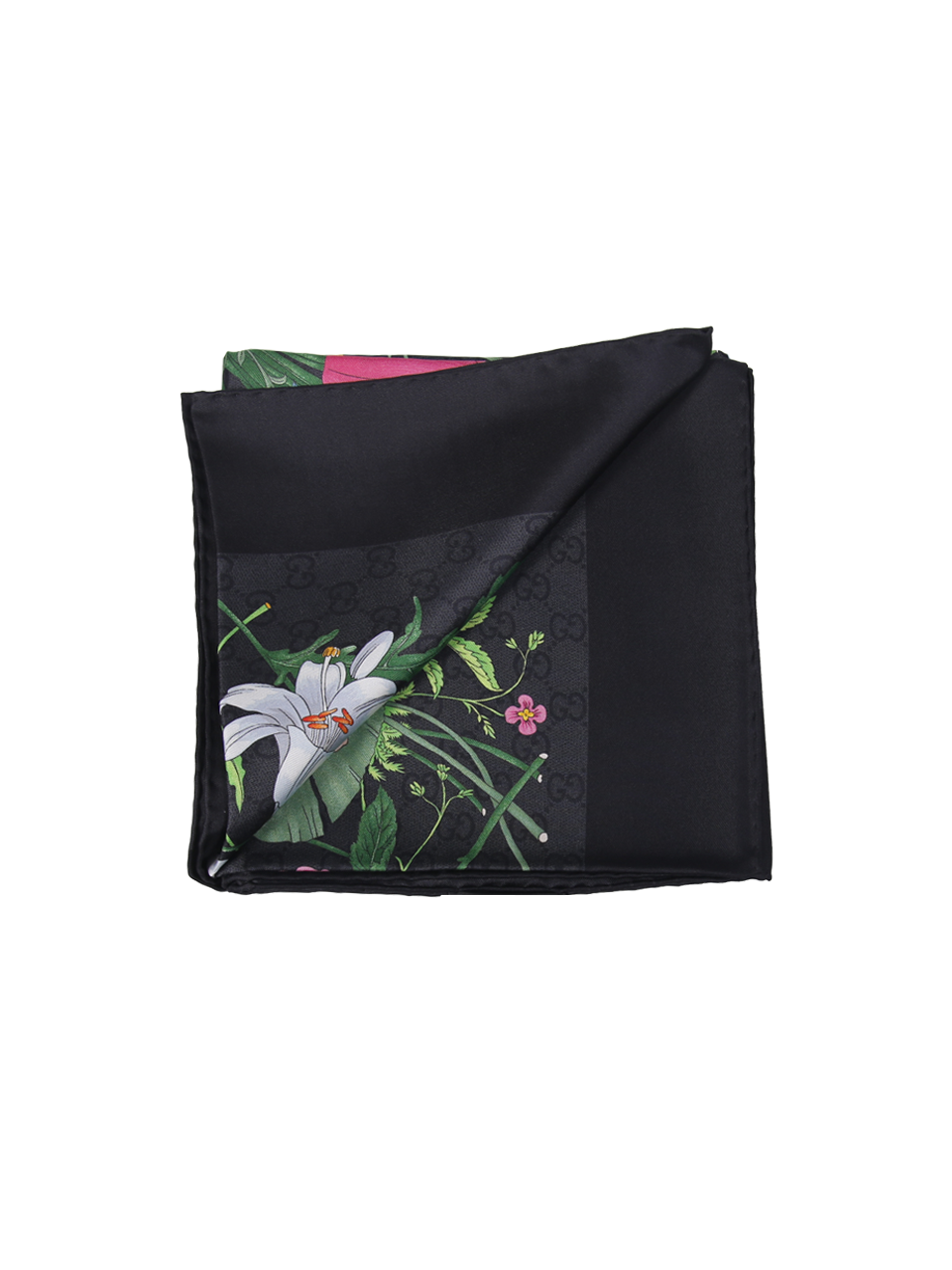 WOMAN GUCCI BLACK SILK FOULARD FLORA