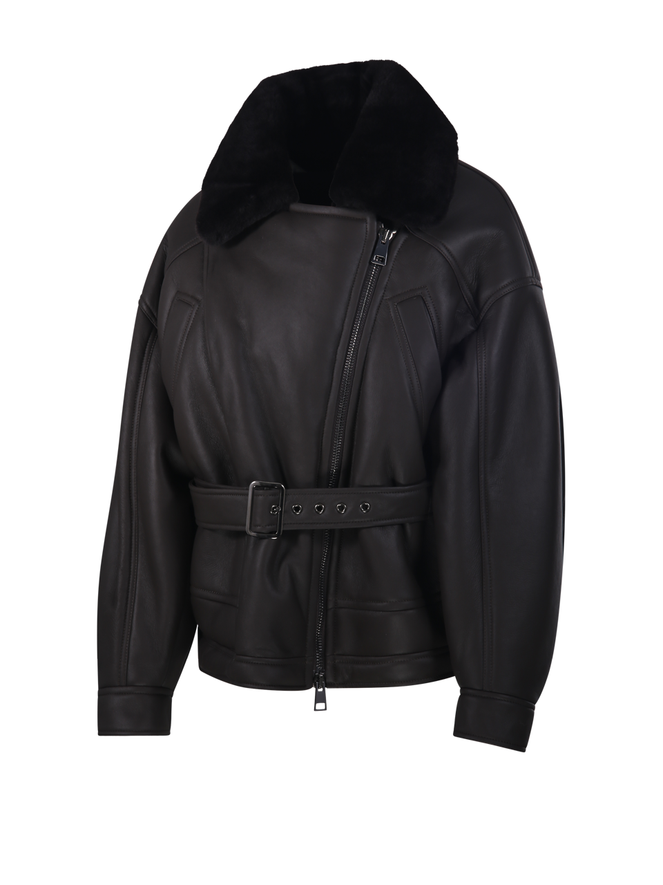 WOMAN BLANCHA DARK BROWN STRAIGHT MERINO SHEARLING JACKET