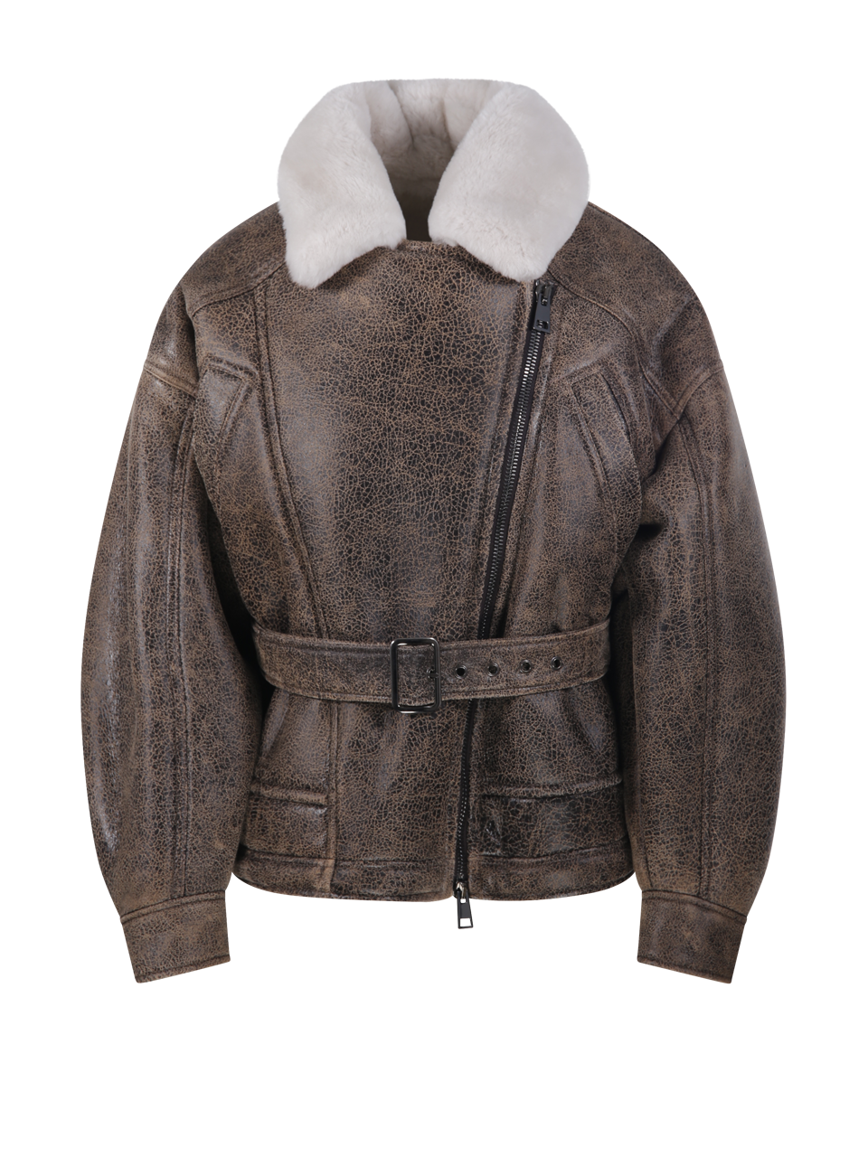 WOMAN BLANCHA BROWN STRAIGHT MERINO VINTAGE  SHEARLING JACKET