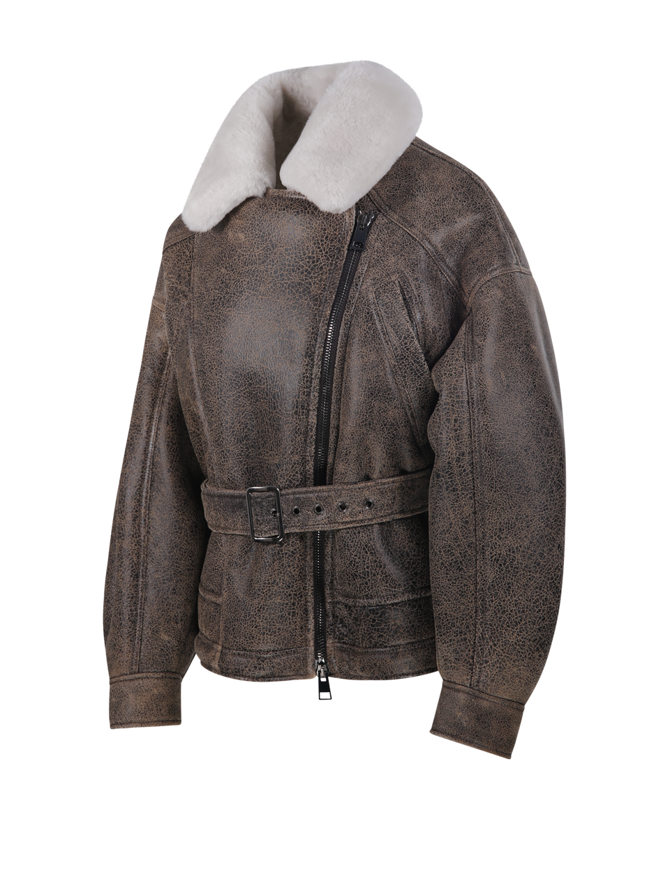 WOMAN BLANCHA BROWN STRAIGHT MERINO VINTAGE  SHEARLING JACKET