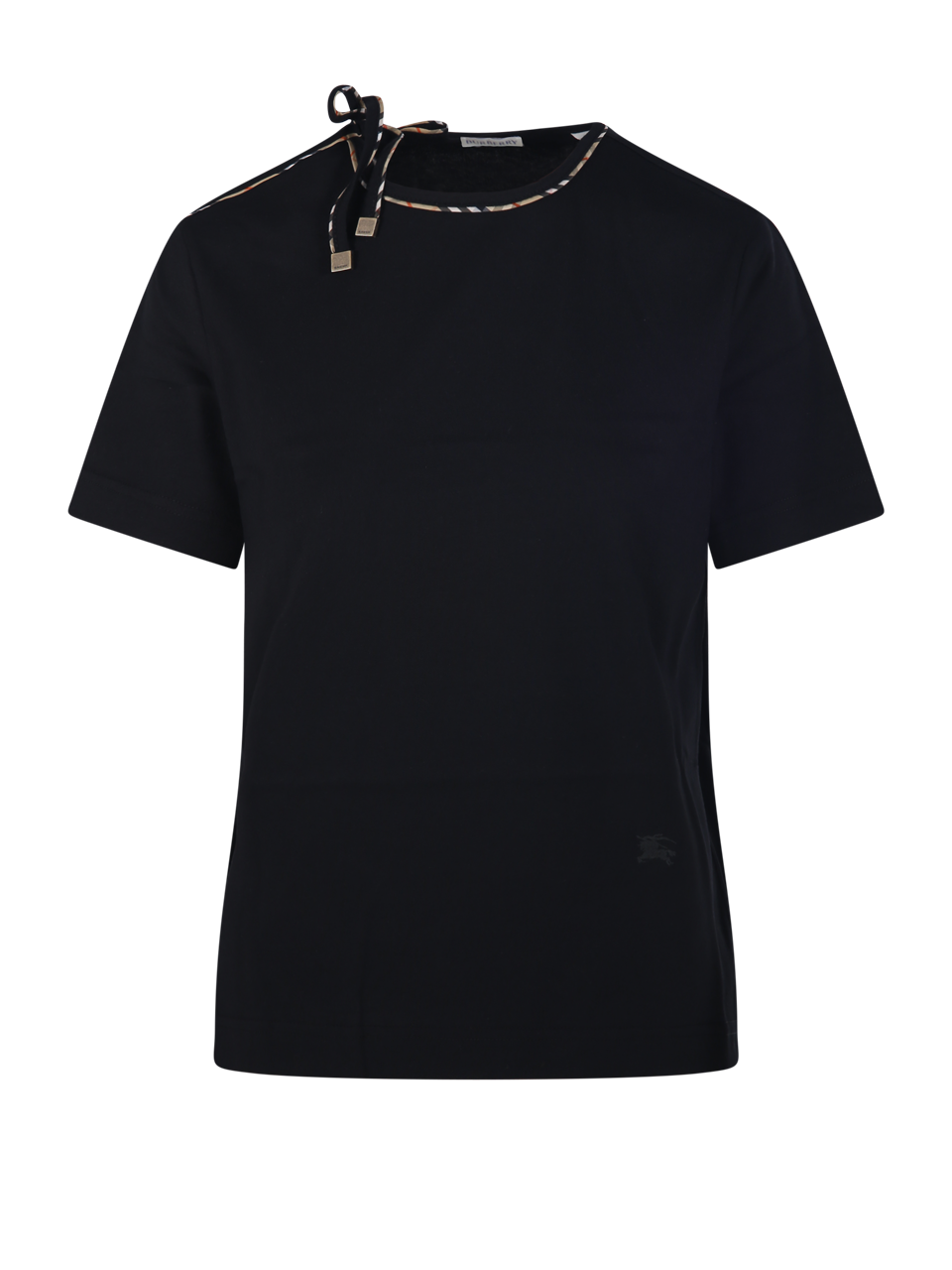WOMAN BURBERRY BLACK COTTON FRANKIE BOW T-SHIRT