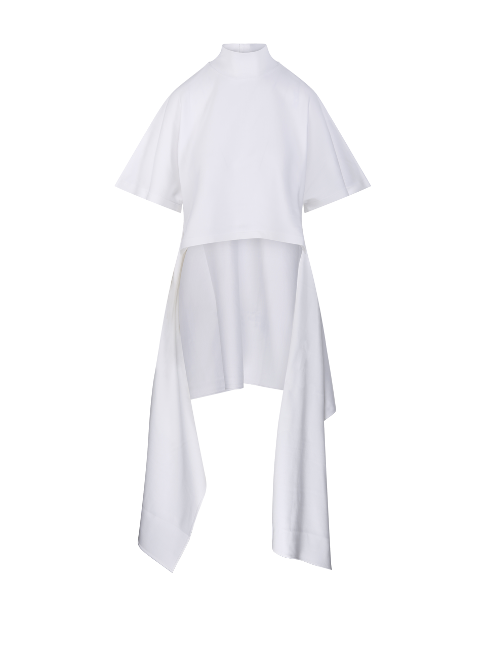 WOMAN ALAIA WHITE COTTON ASYM T-SHIRT