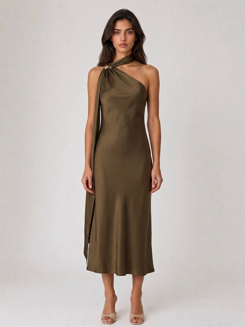 WOMAN MAXMARA PIANOFORTE BROWN SILK EVASTO DRESS