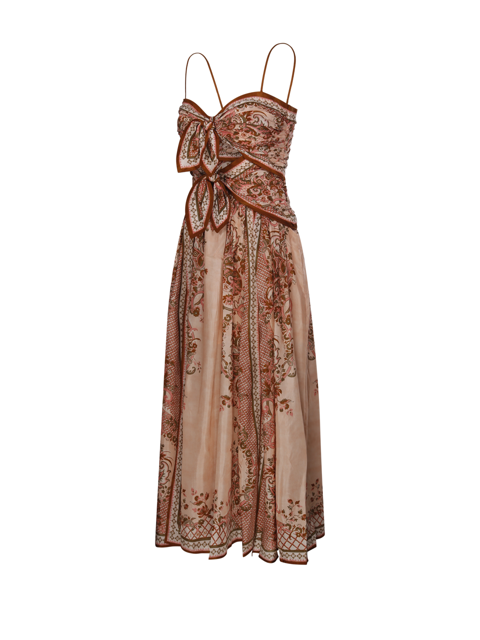 WOMAN ZIMMERMANN PINK SILK ASTER SCARF MIDI DRESS
