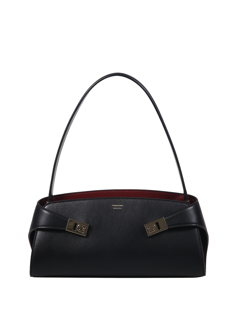 WOMAN FERRAGAMO BLACK LEATHER HUG SOFT BICOLOR BAG