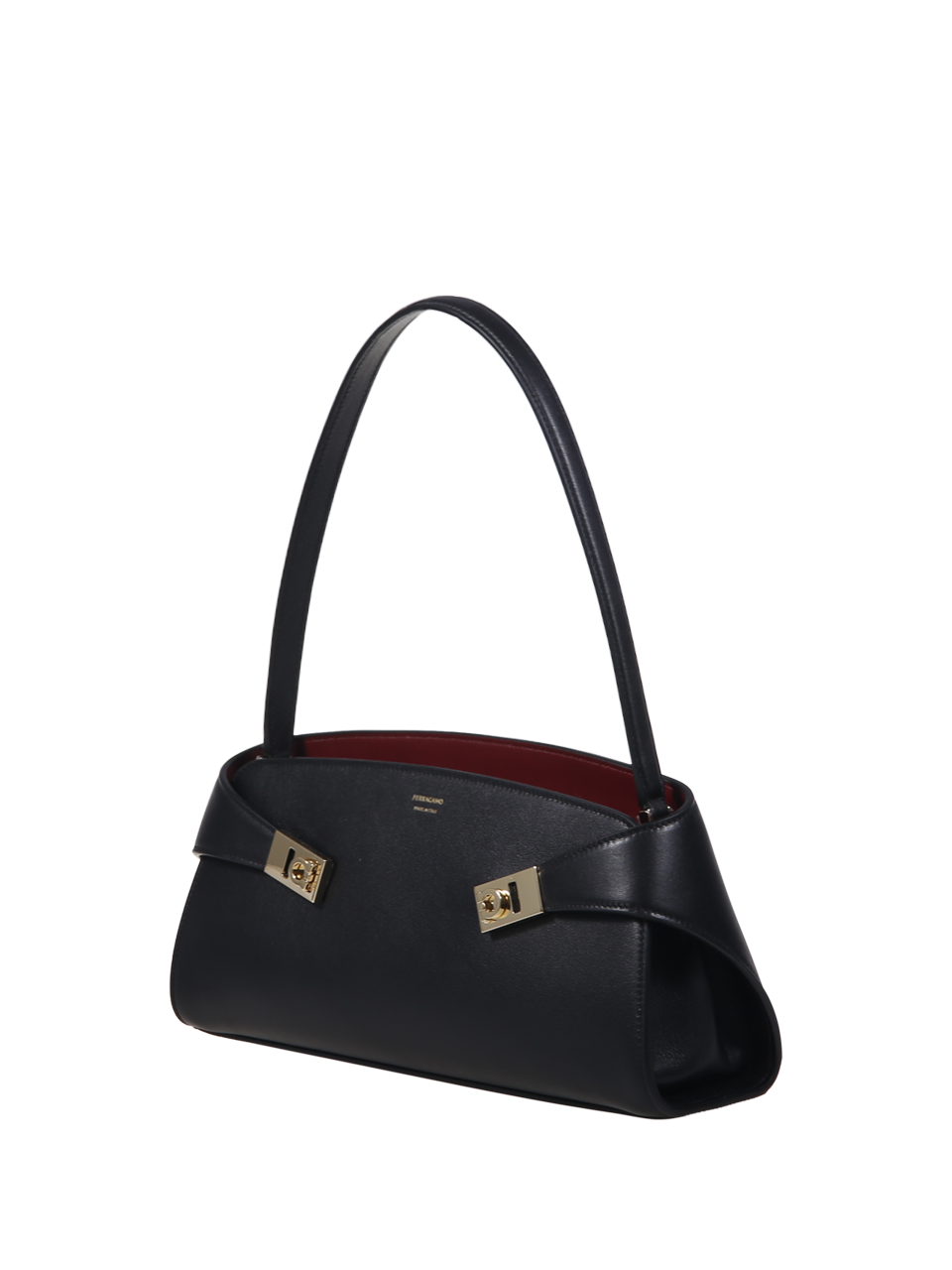 WOMAN FERRAGAMO BLACK LEATHER HUG SOFT BICOLOR BAG