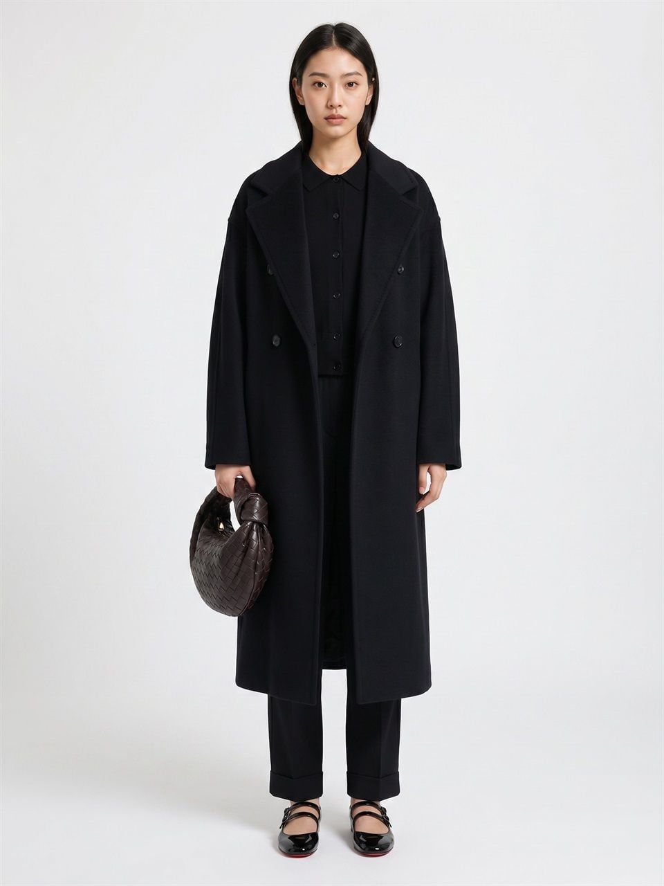 DONNA MAXMARA CAPPOTTO MADAME IN LANA VERGINE NERA 