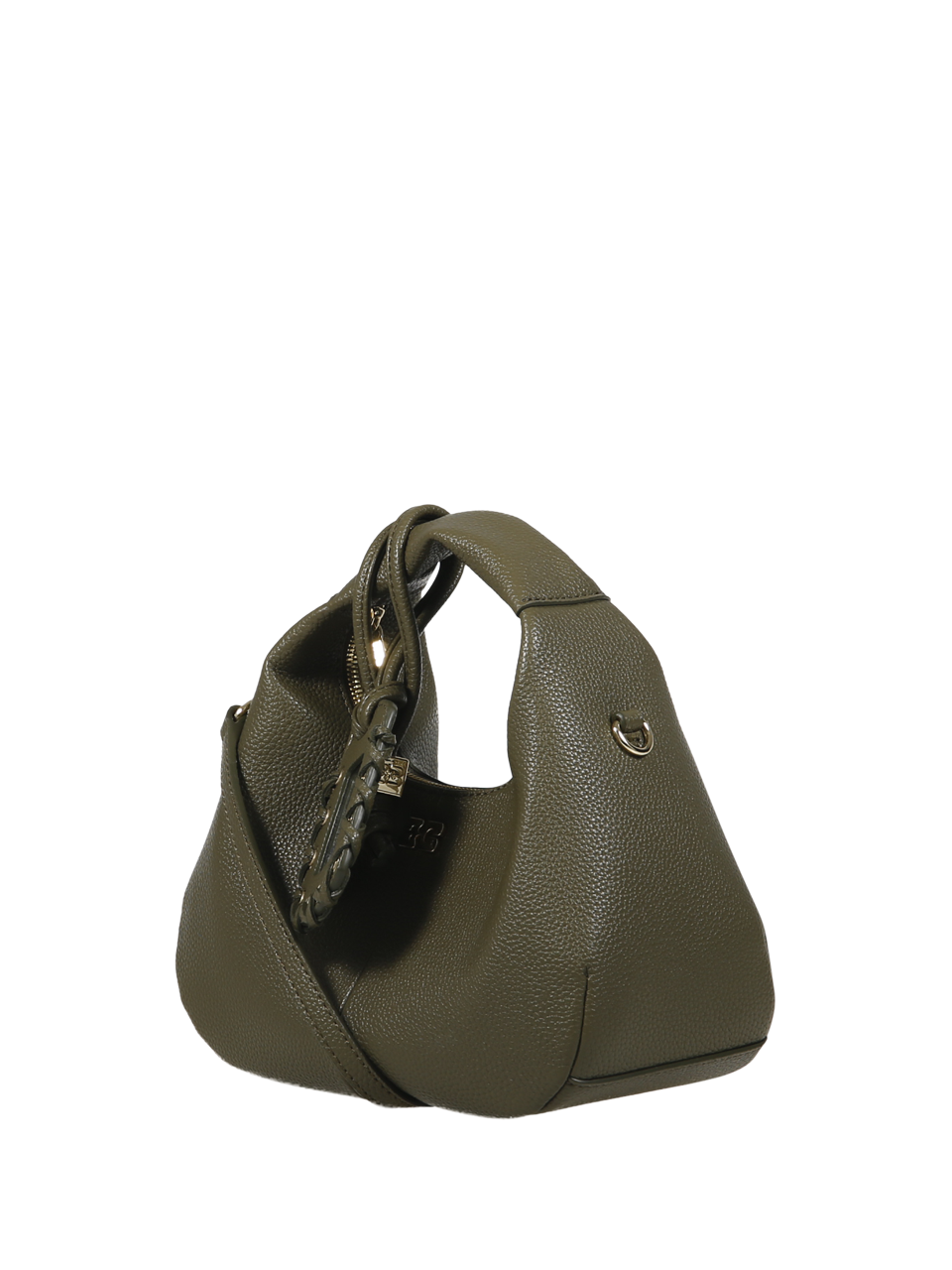 WOMAN GANNI GREEN RECYCLED POLYESTER HOBO MINI GRAINED BAG