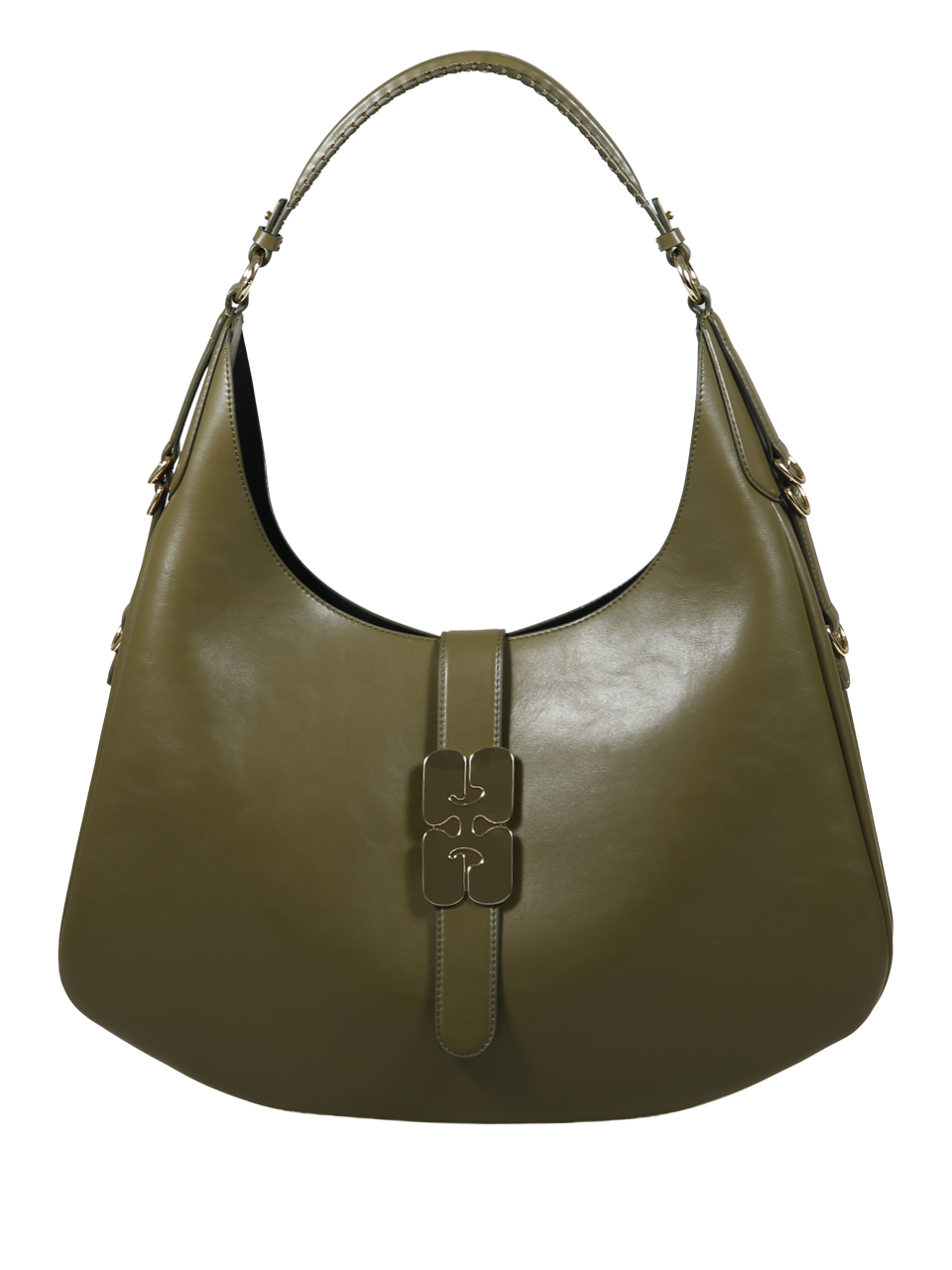 WOMAN GANNI GREEN RECYCLED LEATHER KAT LARGE BUTTER BAG