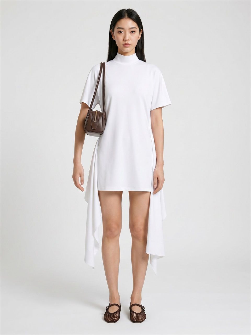 DONNA ALAIA ABITO T-SHIRT IN COTONE BIANCO
