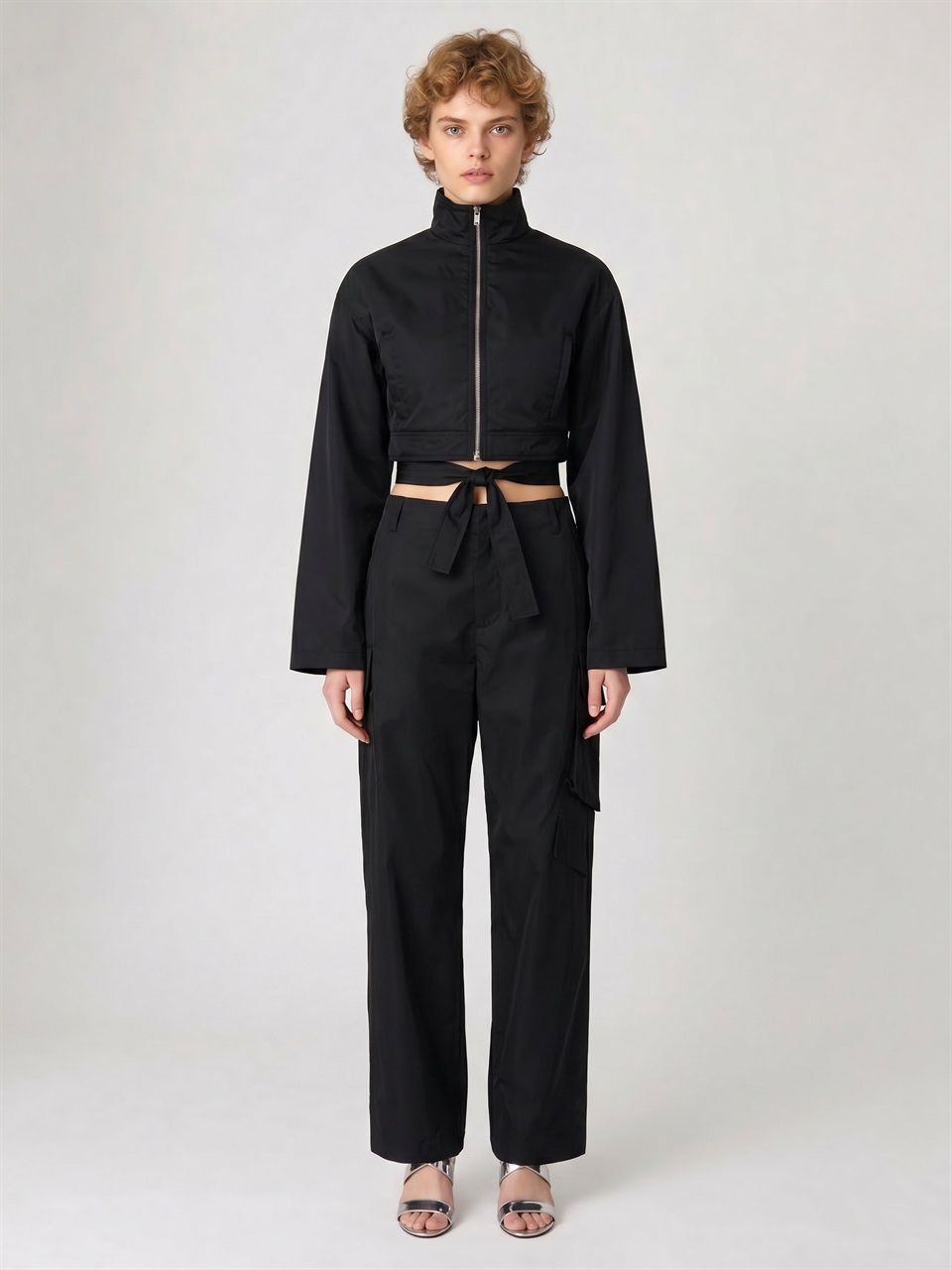 DONNA ALAIA BOMBER IN POLIAMMIDE NERA 