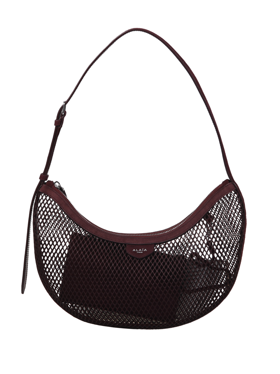 DONNA ALAIA BORSA ONE PIECE DEMI LUNE IN PELLE BORDEAUX 
