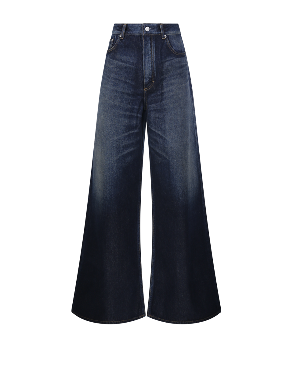 WOMAN ALAIA BLUE COTTON PALAZZO PANT DENIM