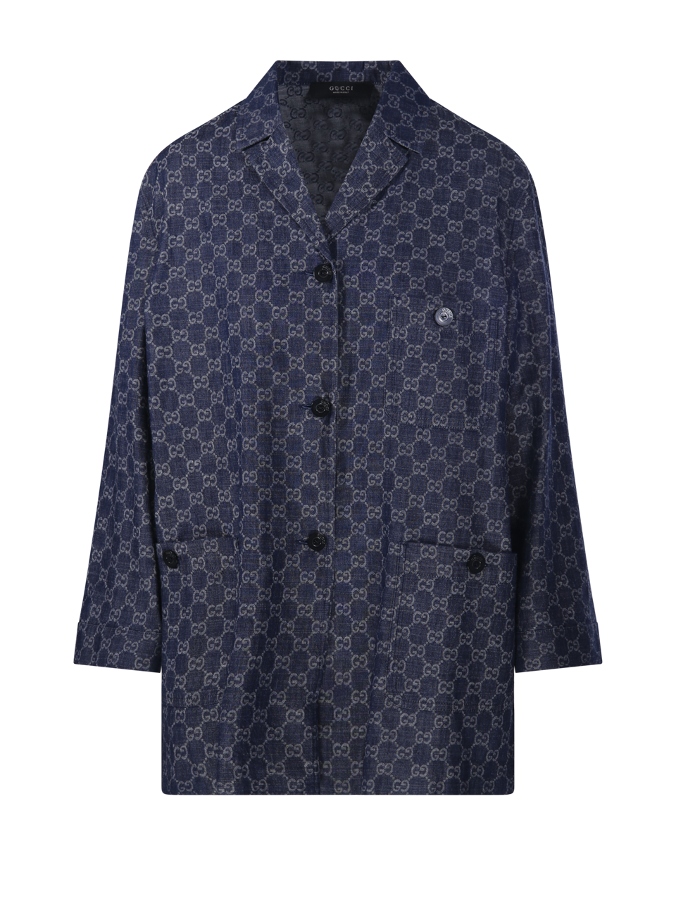 WOMAN GUCCI BLUE COTTON DENIM BLAZER 
