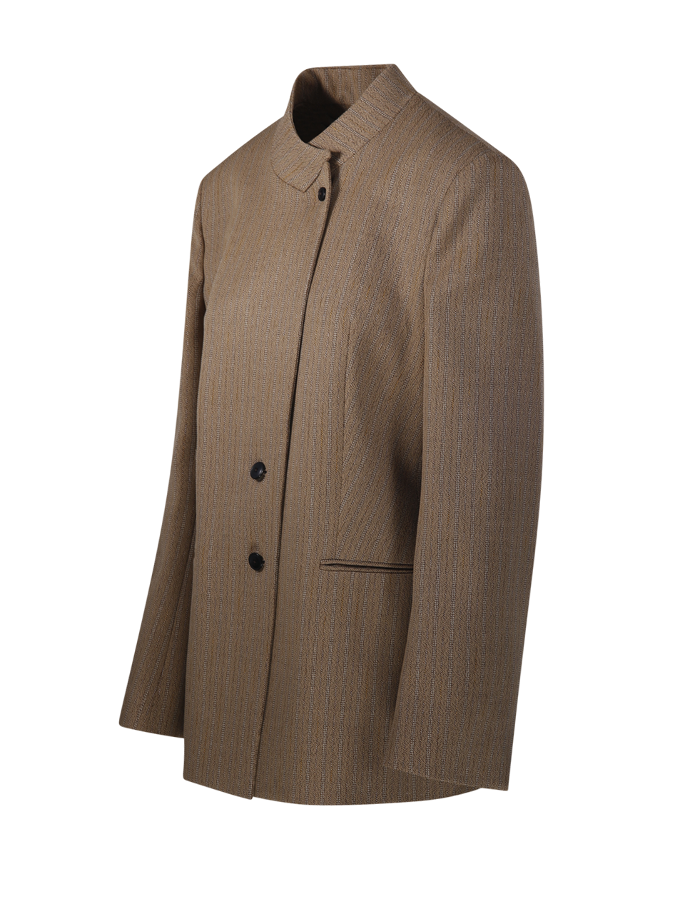 WOMAN ROHE BROWN VIRGIN WOOL OVERLAP LAPEL BLAZER