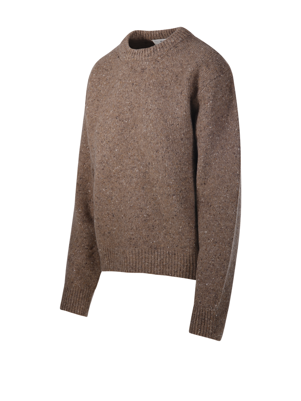 WOMAN ROHE BROWN WOOL FITTED MOULINÉ CREWNECK SWEATER