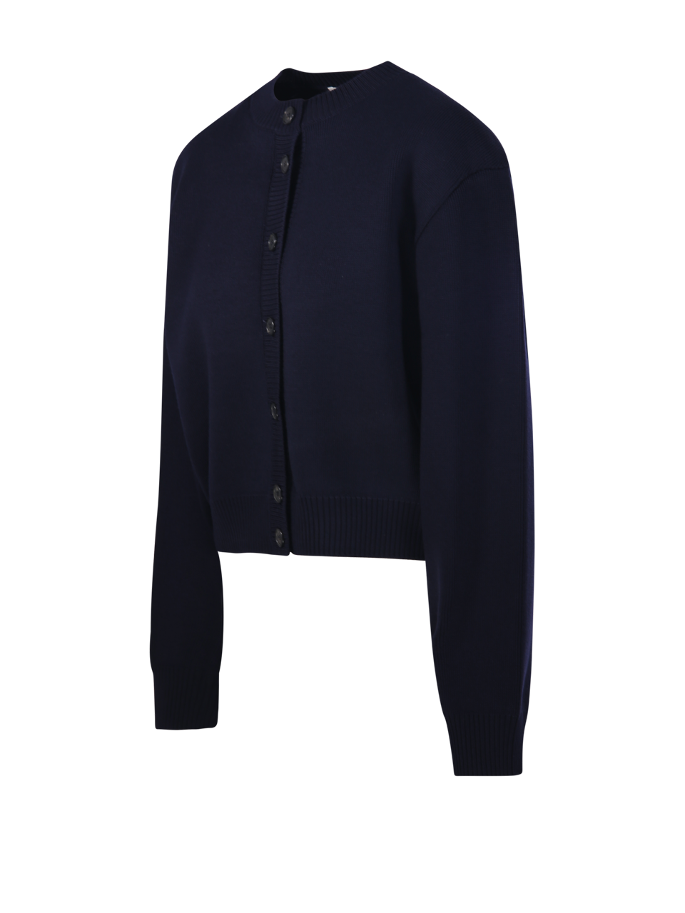 WOMAN ROHE BLUE MERINO WOOL STATEMENT SHOULDER CARDIGAN