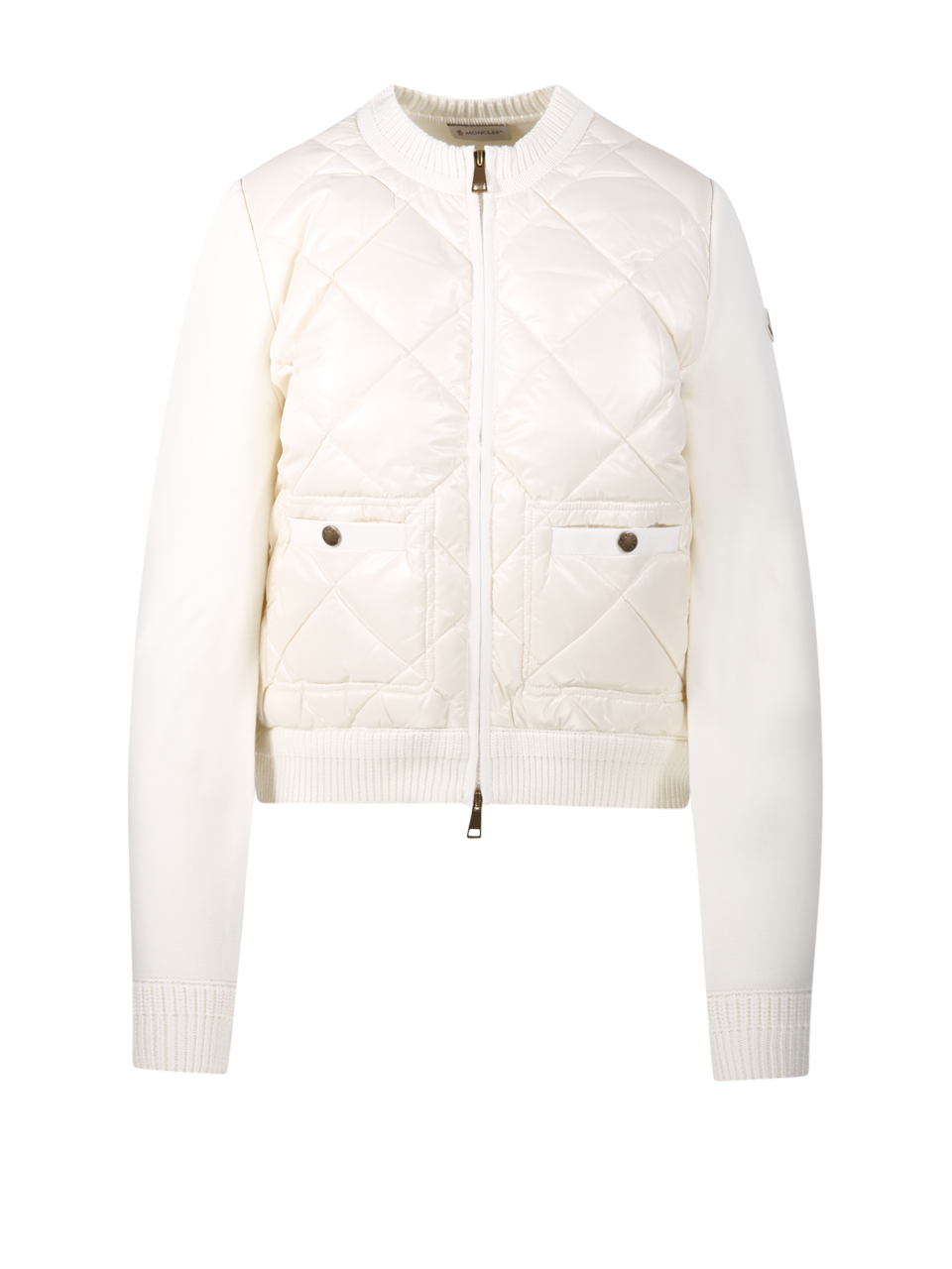 DONNA MONCLER PIUMINO CARDIGAN IN COTONE BIANCO 